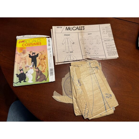 Vintage McCalls Animal Costume Sewing Pattern M6106 Size CL 6-7-8 Unisex - Picture 3 of 3